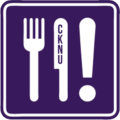 CKNU logo: a fork, knife and exclamation mark